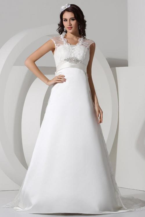 Robe de mariée ornée de strass vintage à traîne Royale en dentelle