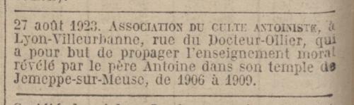 Lyon-Villeurbanne - Journal officiel de la République française. Lois et décrets 4 sept 1923