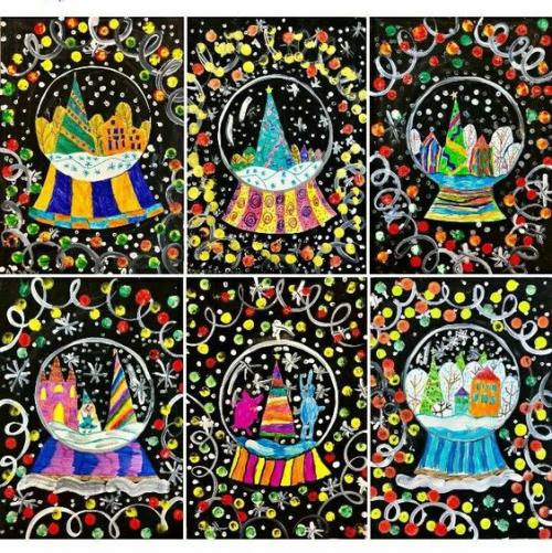 Idée arts Pinterest : boule à neige de noël en 2D