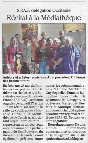 ANNONCES DU 27 AVRIL
