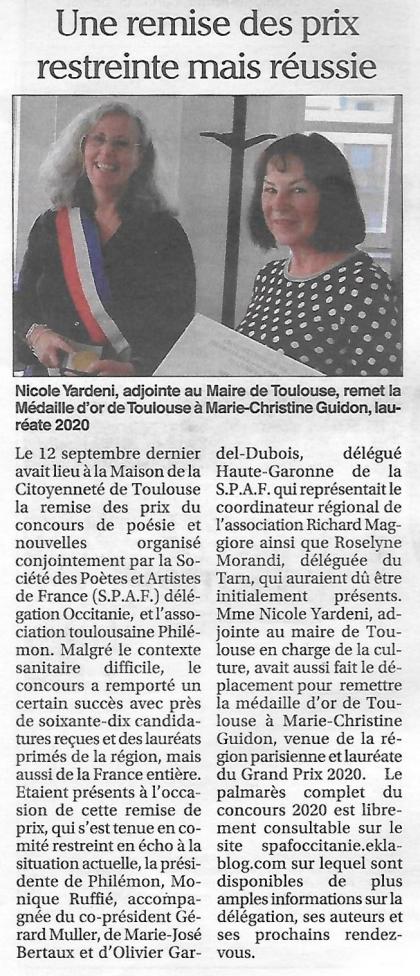 ECHO DE LA REMISE DES PRIX