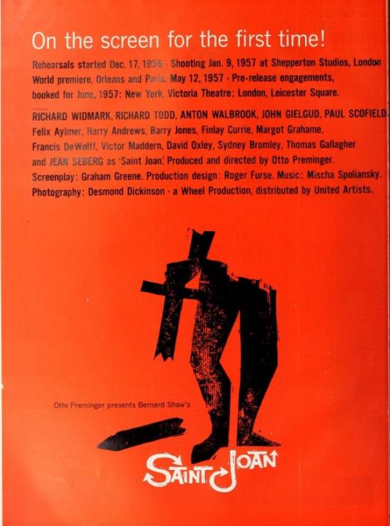 SAINT JOAN box office USA 1957