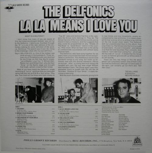 The Delfonics : Album " La La Means I Love You " Philly Groove Records, Inc. PG-1150 [ US ]