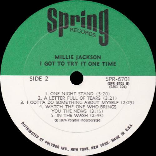 Millie Jackson : Album " I Got To Try It One Time " Spring Records SPR 6701 [ US ]