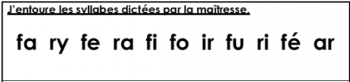 Les premières dictées de syllabes des CP