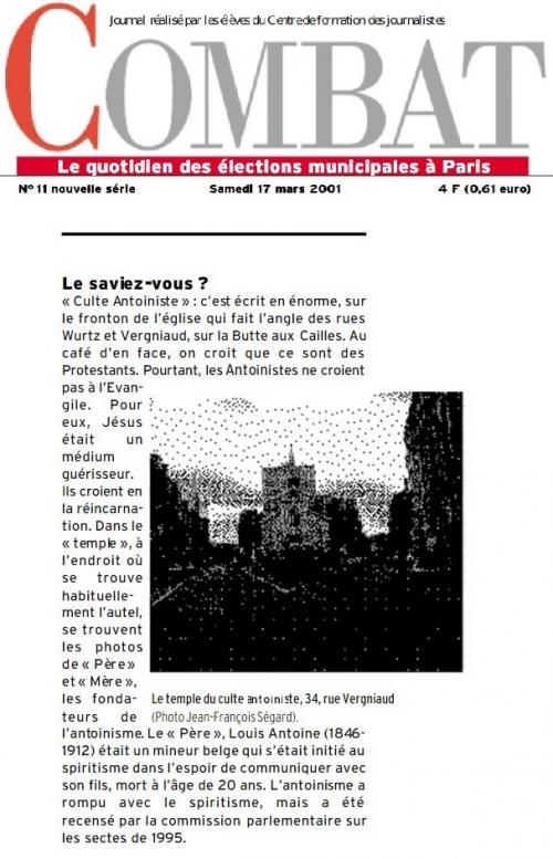 Temple rue Vergniaud (Combat 17 mars 2001)