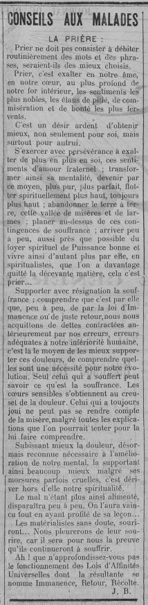 J.[ean] B.[éziat] La prière (Le Fraterniste, 2 novembre 1911)