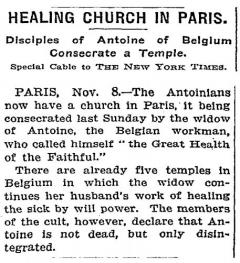 HEALING CHURCH IN PARIS (The New York Times 11/09/1913)