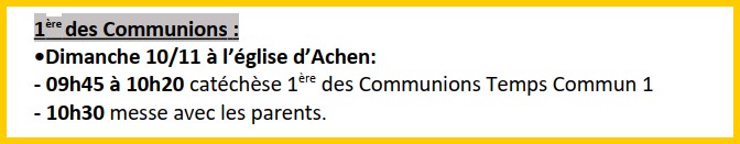  1 ère COMMUNION : 
