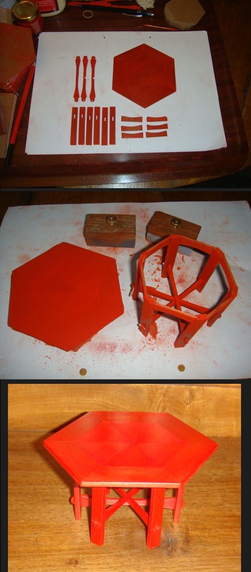 table hexagonale rouge