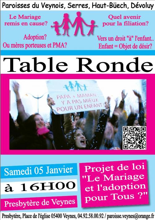Table Ronde, Mariage pour tous - 5 Janvier 2013
