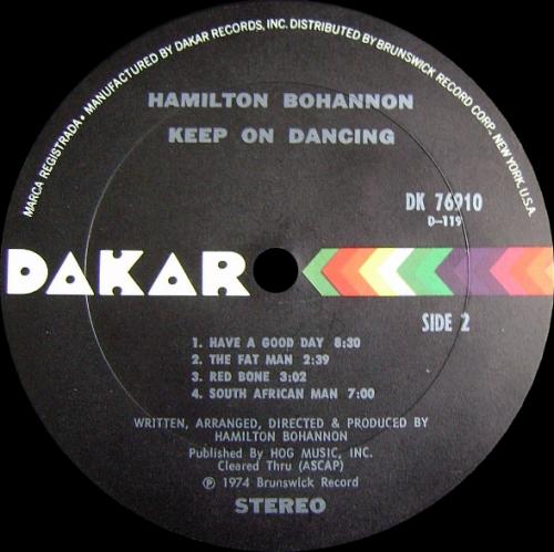 Hamilton Bohannon : Albun " Keep On Dancin' " Dakar Records DK 76910 [ US ]