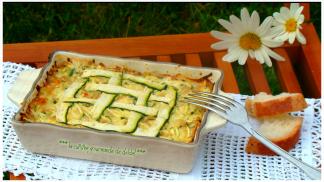 FLAN D'AVOINE,RIZ COMPLET,COURGETTE AUX 2 FROMAGES