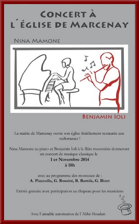 Un concert aura lieu dans l'église de Marcenay le 1er novembre....