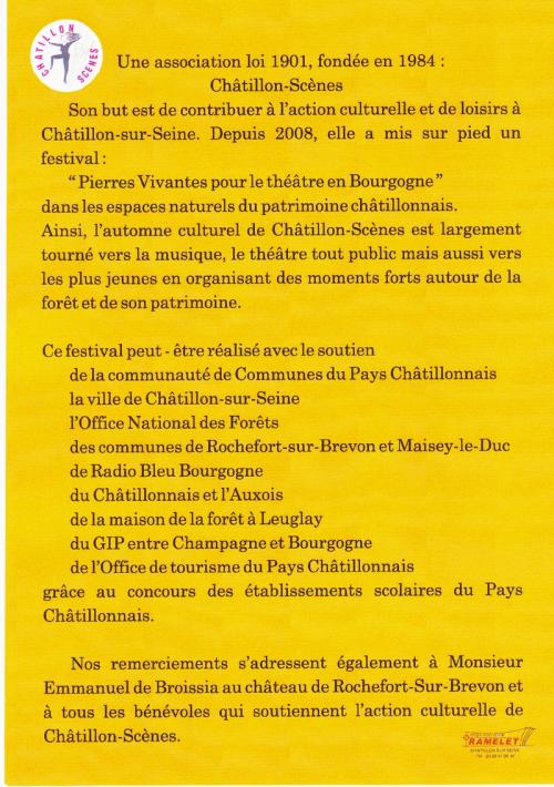 Le Festival Forêt et Patrimoine, par l'Association Châtillon-Scènes...