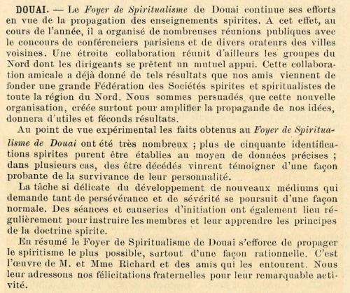 Spirites à Douai (Bulletin de l'Union spirite française, v9, 1929)
