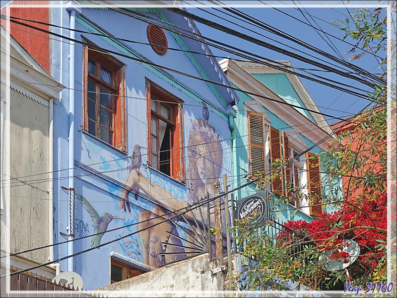 20/03/2022 suite : rues en pente, graffiti, architecture, fils électriques ....  - Valparaiso - Chili