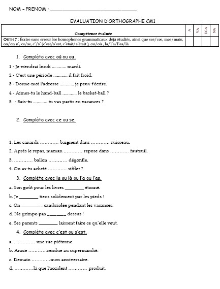 Les homophones grammaticaux