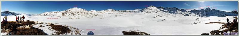 Panoramique à 360° lors d'une randonnée à raquettes - Baqueira - Val d'Aran - Catalogne - Espagne