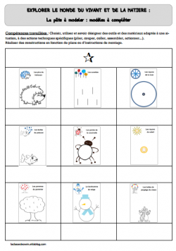 la pâte à modeler en maternelle : progression, brevets, fiches de suivi ... 