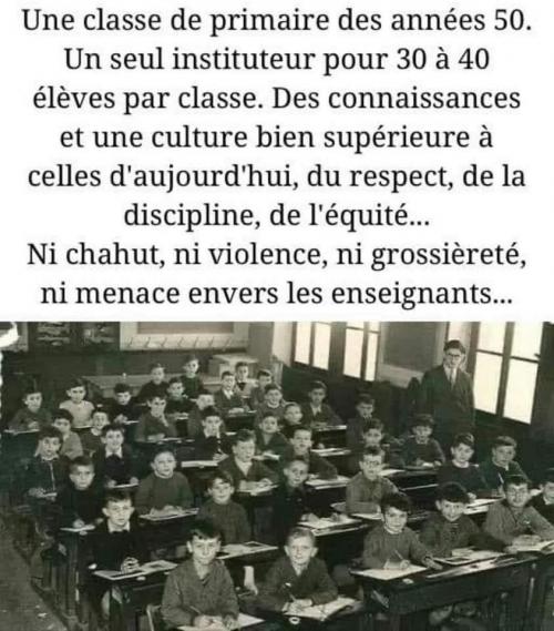 Une classe élémentaire des années 1950