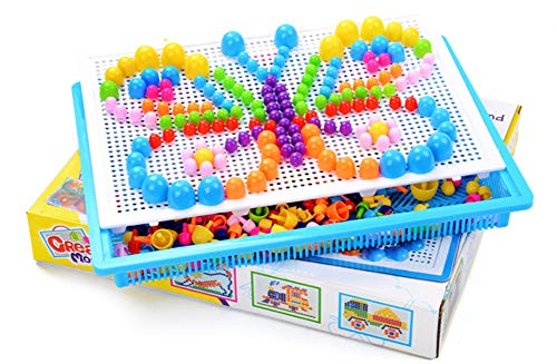 Jeu d'emboîtement Mosaïque Jouets Educatifs pour Enfants DIY Jouets Créatifs Puzzle Colorée Garçons Filles Mosaïque à Emboîter 295 pièces Briques Jeu de Construction Cadeau Anniversaire(295pcs*2)