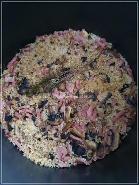 BOULGOUR AUX CHAMPIGNONS ET AU BACON AU COOKEO