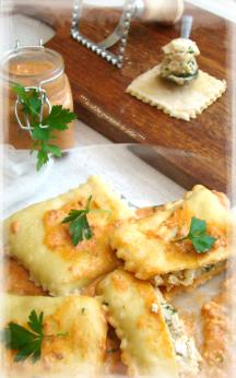 RAVIOLES AU POULET ET AU CHÈVRE SAUCE TOMATE