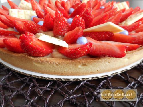 Tarte aux fraises et sa crème pâtissière au carambar caramel 