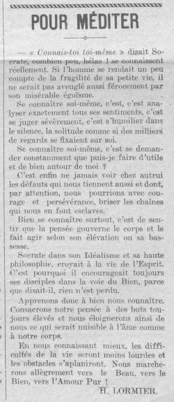 Connais-toi toi-même (Le Fraterniste, 15 sept 1927)