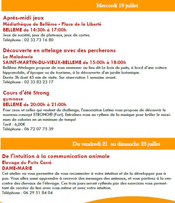 L’agenda des sorties, animations, loisirs dans Le Perche