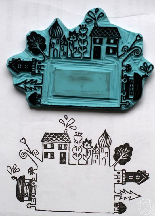 Défi gravure 25/52 - Un étiquette à maisons :)