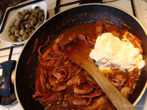 encornets aux bigorneaux à la crème