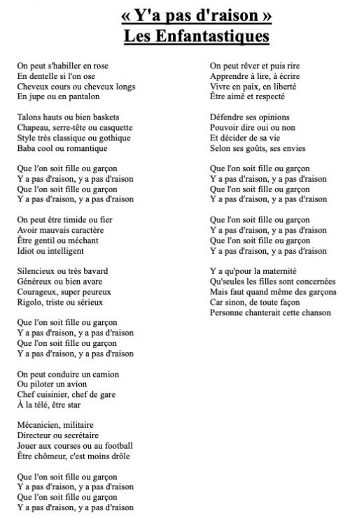 Paroles Y a pas d’raison