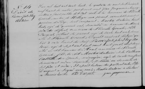 Acte de décès de Pierre-Joseph-Eloy ANTOINE le 14 février 1838