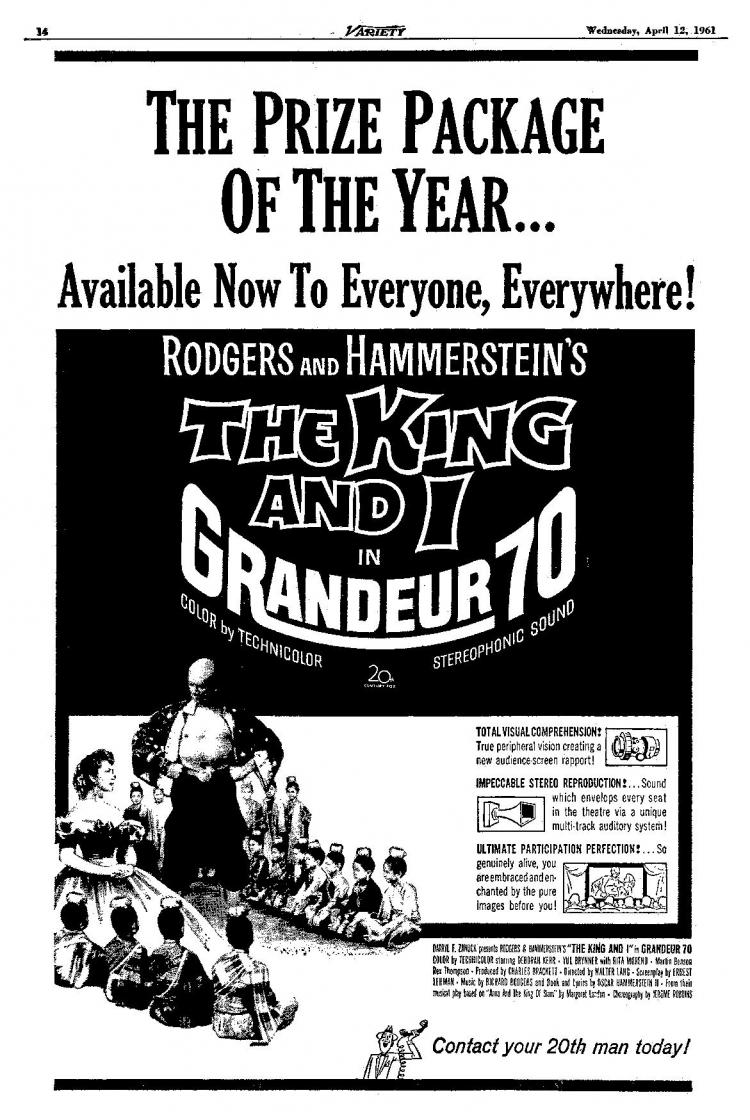 THE KING AND I reisue box office usa 1961