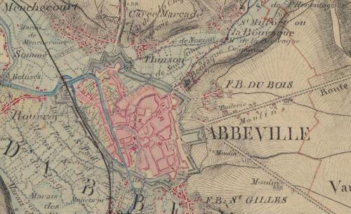 Abbeville - Carte de l'état-major 1820-1866 (geoportail.gouv.fr)