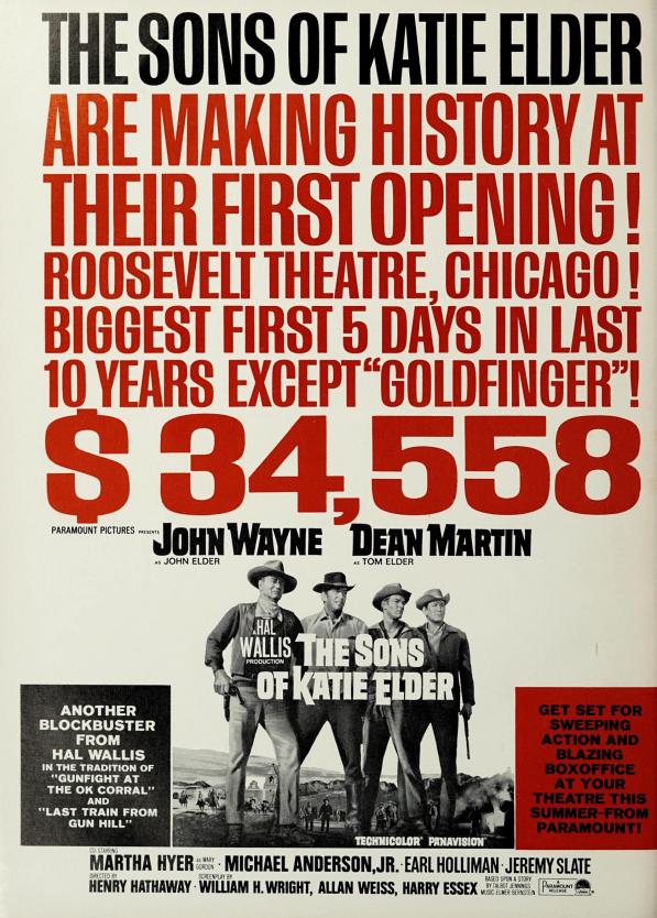 THE SONS OF KATIE ELDER BOX OFFICE 1965