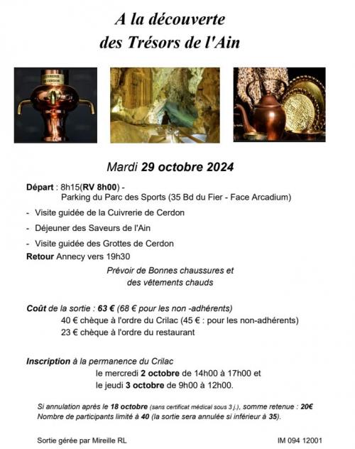 sortie mardi 29 octobre 2024: le Cerdon