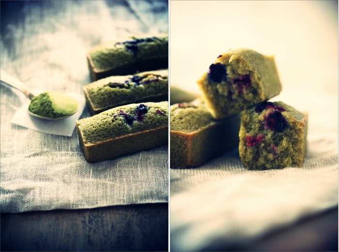Financiers au thé matcha & fruits rouges