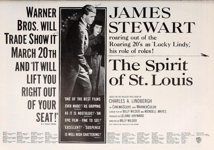  THE SPIRIT OF SAINT LOUIS poster 1957