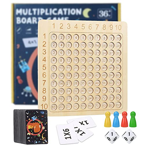 Table de Multiplication Jeu en Bois,Jeux en Bois Table de Multiplication,Tableau de Multiplication Montessori,Jeu de société de Multiplication Montessori (A)