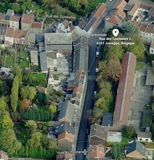 Jemeppe-sur-Meuse - vue aérienne du Temple de la rue Rousseau