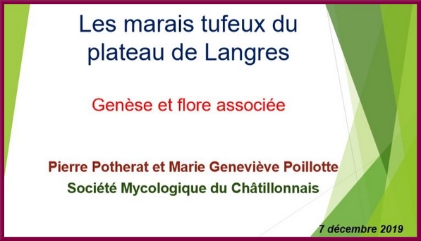 "Les marais tufeux du Plateau de Langres", une conférence proposée par la Société Mycologique du Châtillonnais