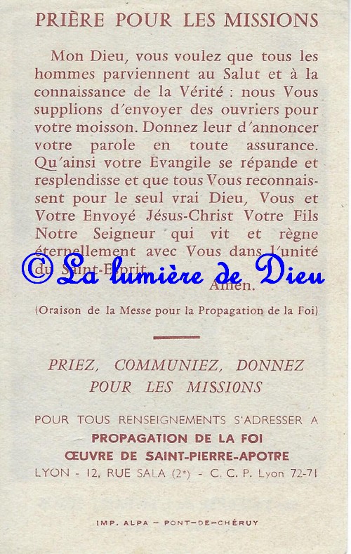 Prière pour les missions (Sainte Thérèse de l'Enfant Jésus)