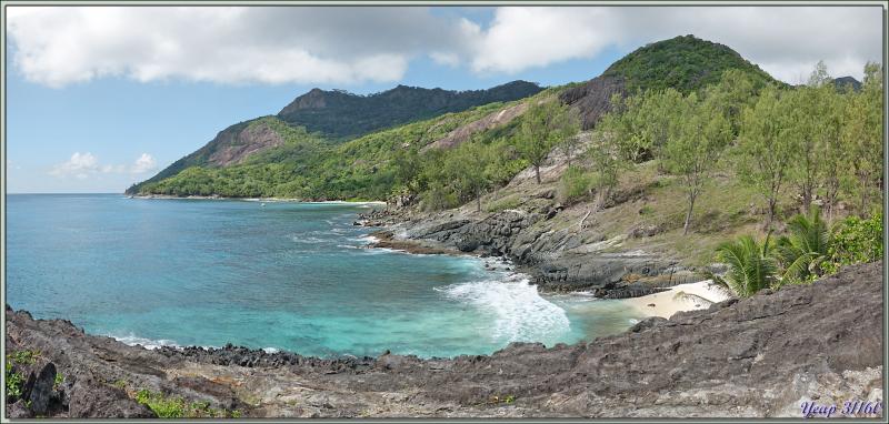 Départ pour une marche dans la forêt, impénétrable hors sentier, vers la Pointe Ramasse-tout et la plage d'Anse Cimetière - Ile Silhouette - Seychelles