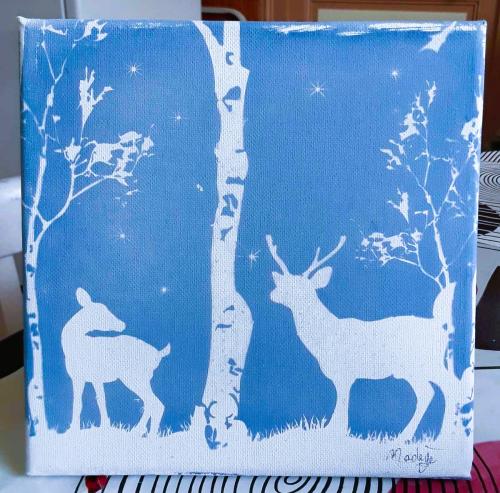 Clin d'oeil à l'automne...Cyanotype sur toile...