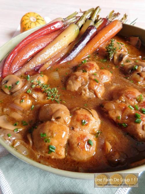 Paupiettes aux légumes et carottes glacées au miel