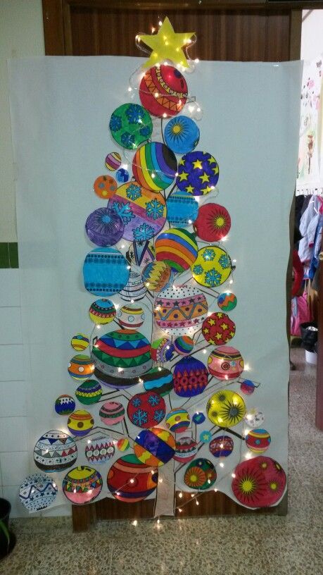 Idée arts Pinterest : des boules pour faire un sapin.