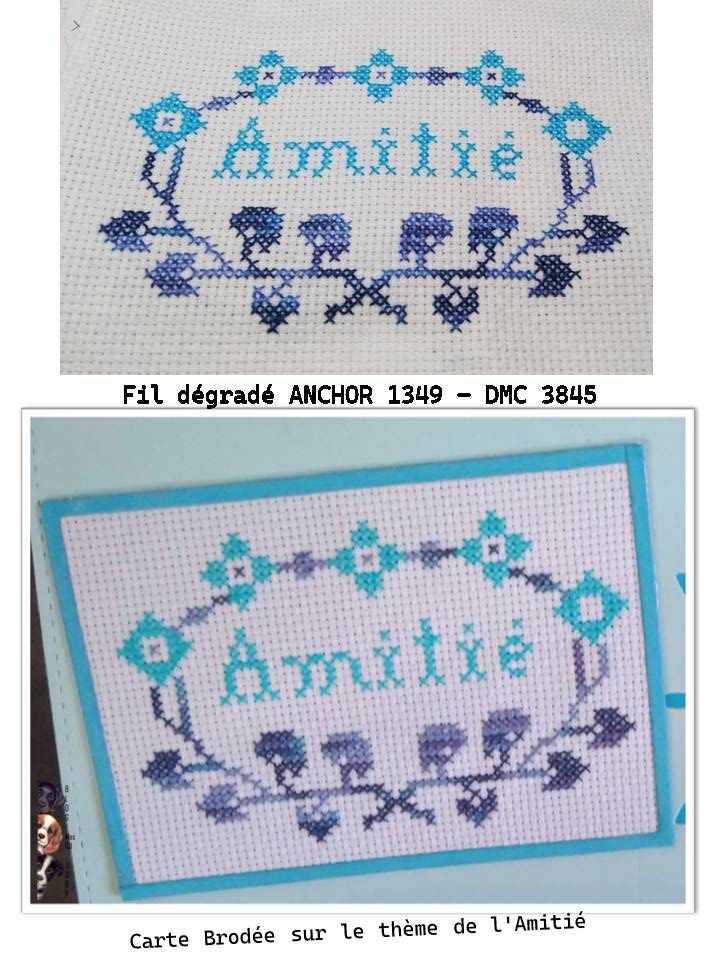 Carte Brodée sur le thème de l'Amitié